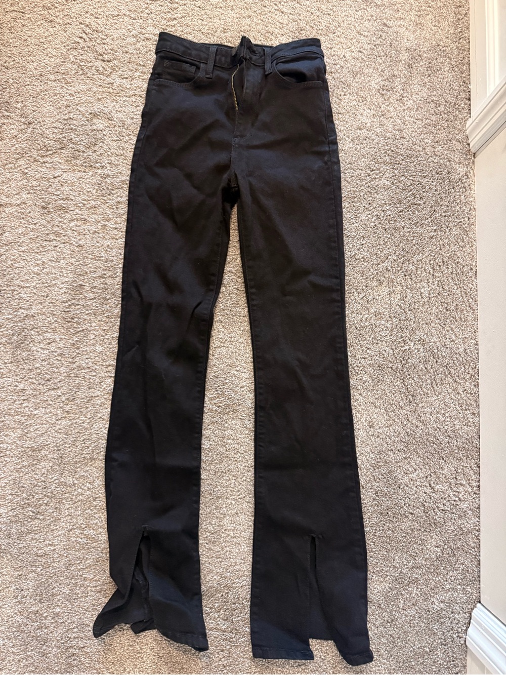 Just Black High-Rise Black Flare Jeans with Front Slits